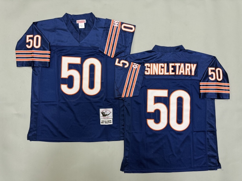 Men 2025 Nike Chicago Bears #50 Singletary Blue Throwback Limited NFL Jersey style 002